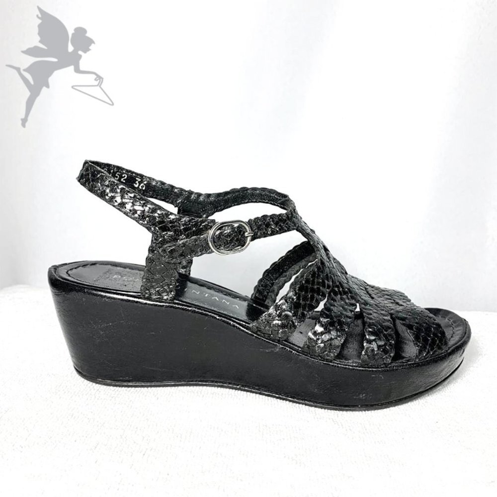 PONS QUINTANA Woven Leather Wedge